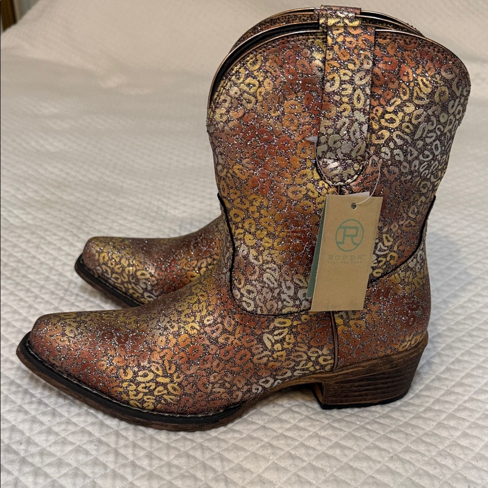 Roper Metallic Leopard Print Boots - Picture 4 of 7